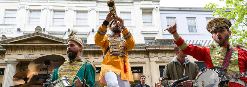 Marching jazz band in Cheltenham