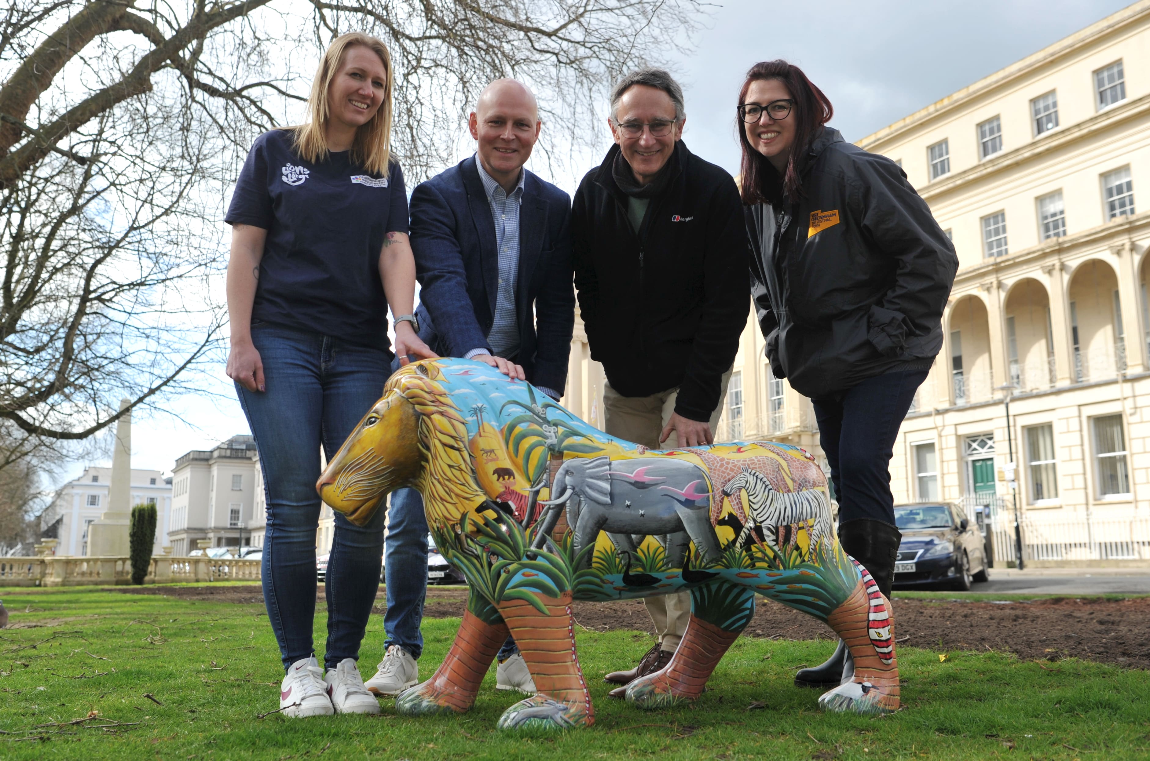 Lions at Large: (l-r) Carrie Smith Lions at Large project manager, Max Wilkinson MP, Cllr Martin Horwood, Helen Mole from Marketing Cheltenham